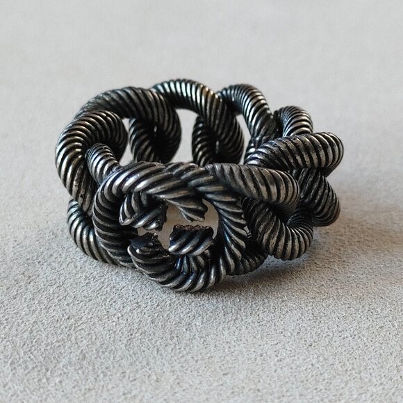 Gucci Interlocking G Chain Ring 925 Sterling Silver Size US 7.5 - Picture 1 of 9